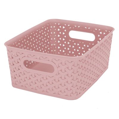 Blush Pink Y-Weave Storage Basket