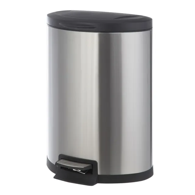 Round Stainless Steel Swing-Top Trash Can, 45l