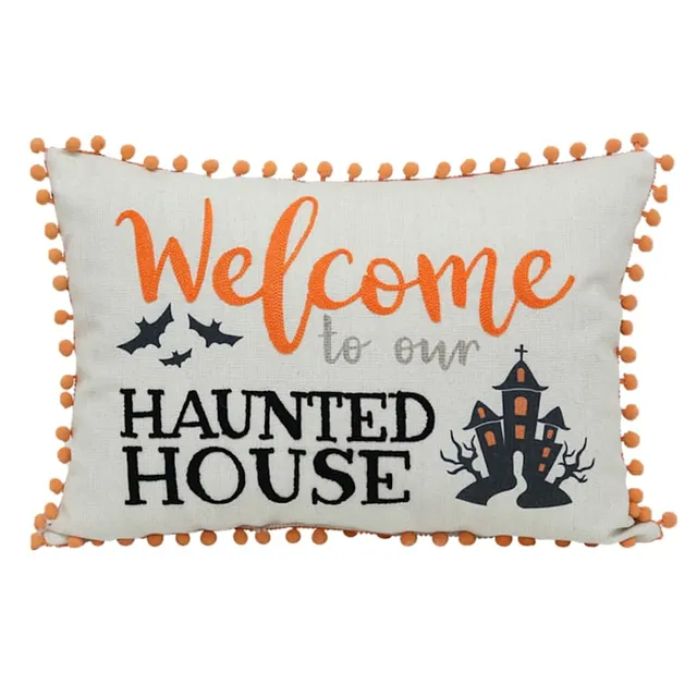 Welcome Haunted House Halloween Throw Pillow, 14x20