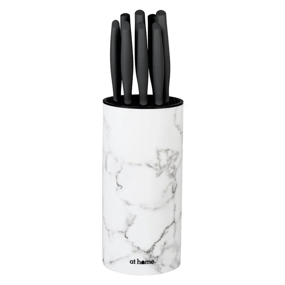 6 Piece Marble Look Handle Knife& Sheath Set, White, Plastic Sold by at Home