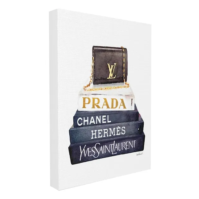 Fashion Heels Bookstack with Foil Canvas Wall Art, 12x16