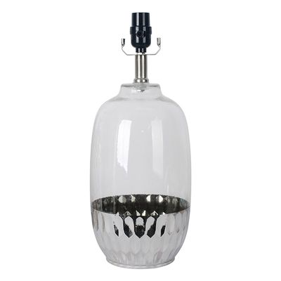 Clear Glass with Silver Textured Base Accent Lamp, 17"