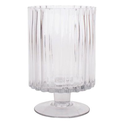 Laila Ali Clear Glass Fluted Candle Holder