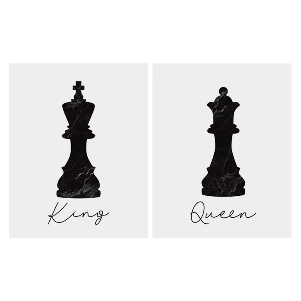 2-Piece Chess King & Queen Canvas Wall Art, 8x10