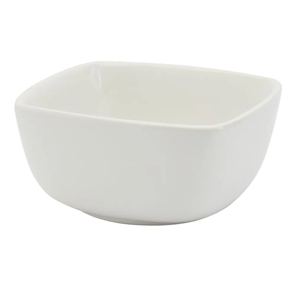 Square White Ceramic Cereal Bowl, 6"