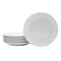 8-Piece Round Ceramic Dinner Plates, White