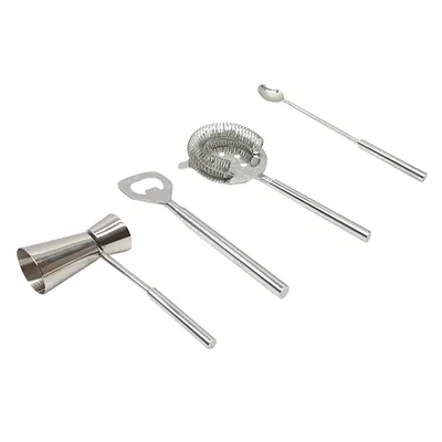 4-Piece Silver Metal Bar Tool Set