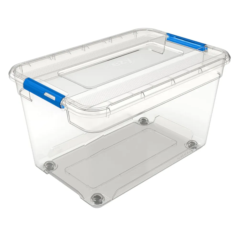 Clear Storage Container with Wheels, 52l