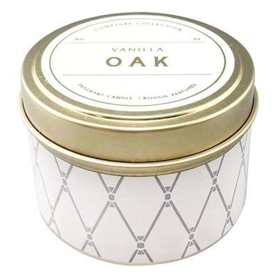 Vanilla Oak Scented Tin Jar Candle, 3oz