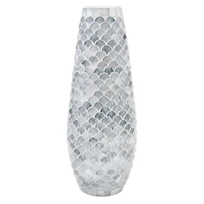 Grey Oval Mosaic Glass Vase, 15"