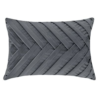 Gray Herringbone Pleat Oblong Throw Pillow, 14x20