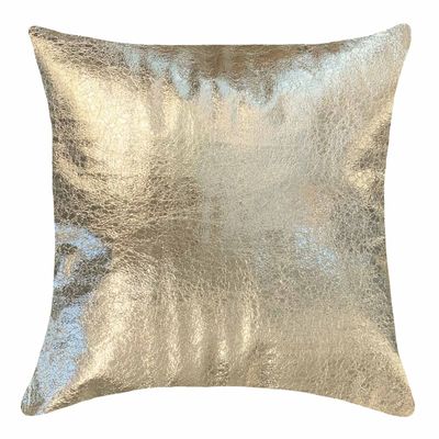 Metallic Gold Faux Leather Throw Pillow, 18"