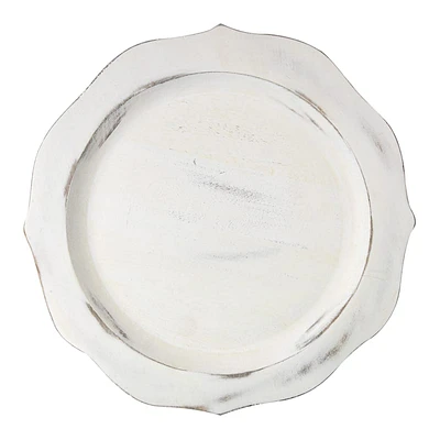 White Wooden Scalloped Charger Plate