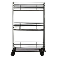 3-Tier Slim Metal Mesh Rolling Storage Cart