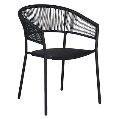 Brody Curved-Back Black Outdoor Wicker Chair