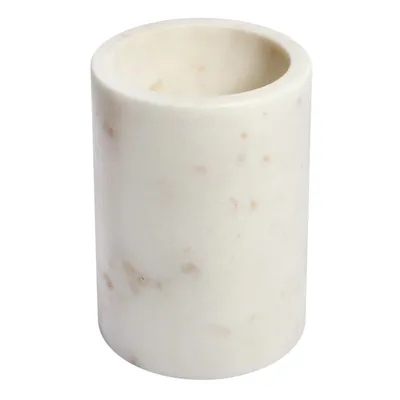 At Home Ribbed Cream Ceramic Utensil Holder