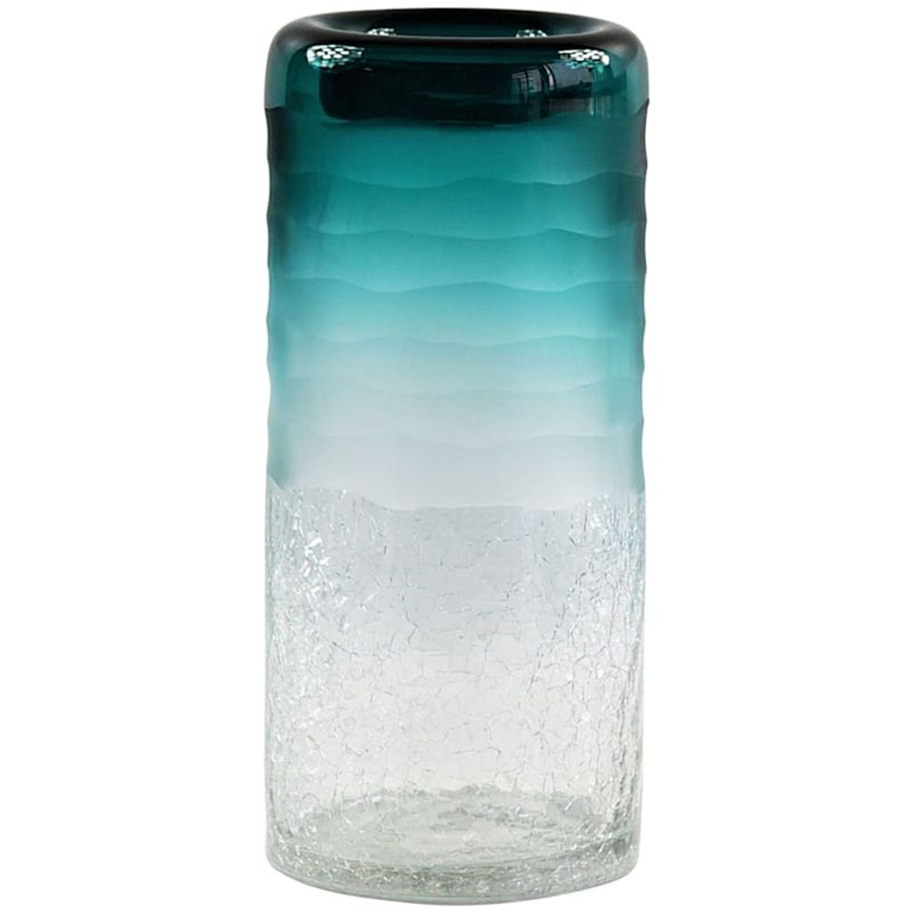 Teal Ombre Glass Vase, 12"