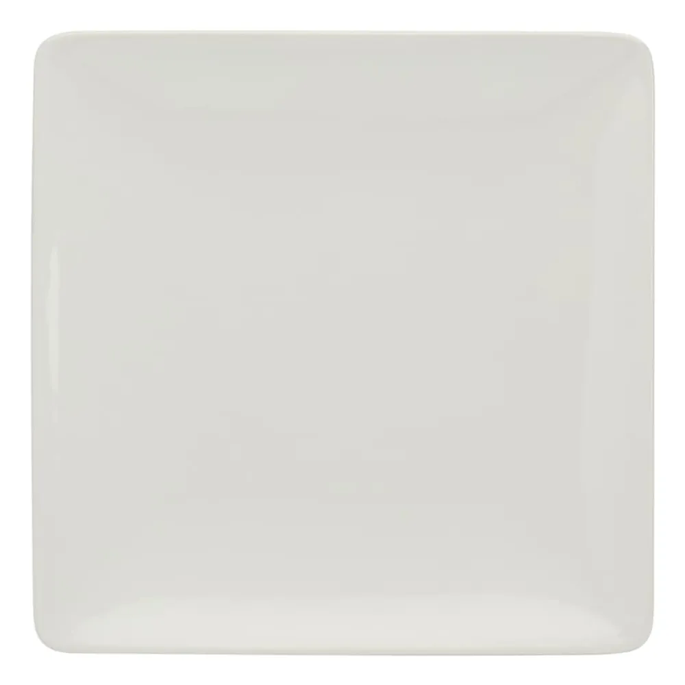 Square White Ceramic Dinner Plate, 11.4"