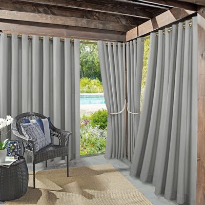 Sun Zero Darian Outdoor Gray Curtain Panel