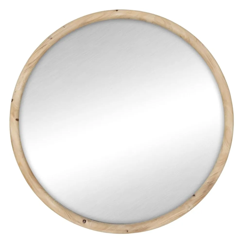 Wood Framed Round Wall Mirror, 30"