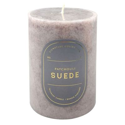 3X4 Patchouli Suede Scented Pillar Candle