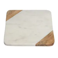 Wood & Marble Trivet, 8"