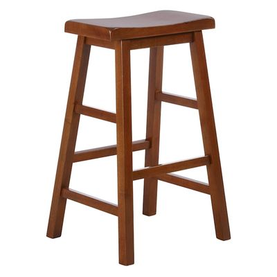 Dark Oak Saddle Backless Barstool Easy to Assemble, 29"