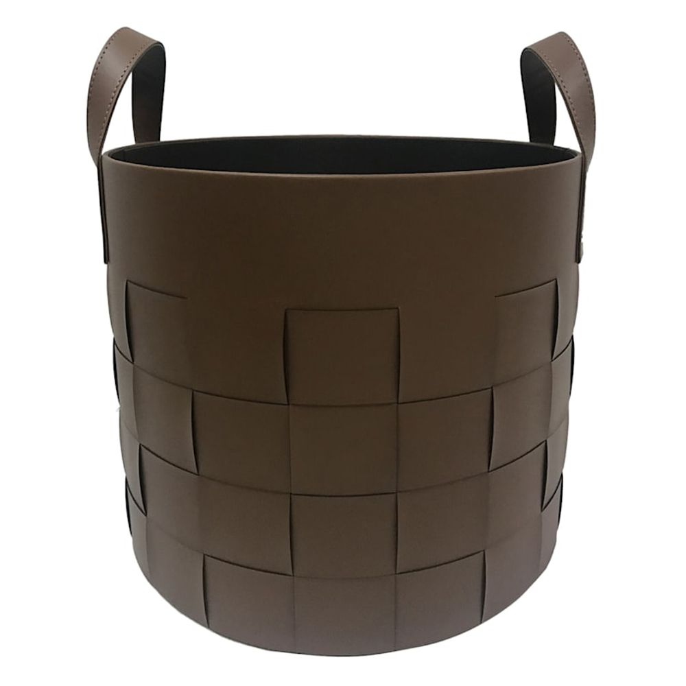 Woven Leather Cylinder Baskets