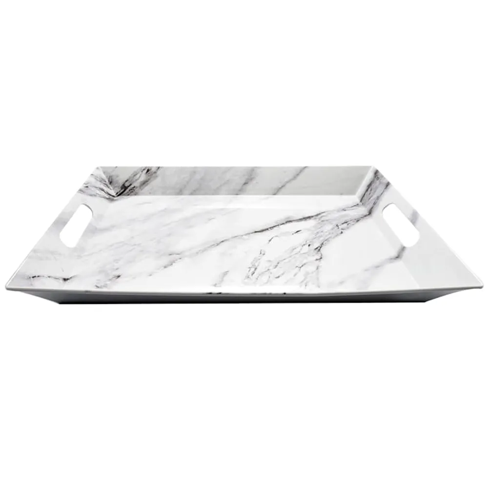 Marble-Look Melamine Serving Tray, 14x19