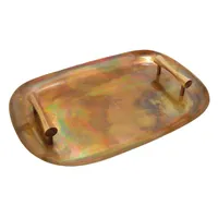 Copper Metal Serving Tray with Handles