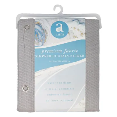 Gray Embossed Shower Curtain Liner, 72"