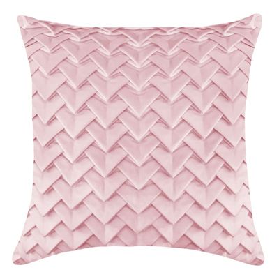 Blush Triangle Pleated Velvet Throw Pillow, 18"