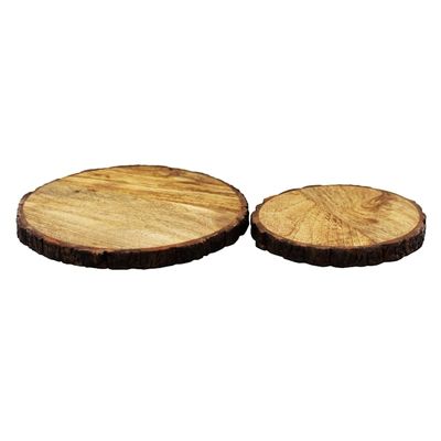 Mango Wood Set Of 2 Bark Edge Risers