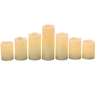 Set Of 7 Led Plastic Candles Ivory 3X4 3X5 3X6 3X8