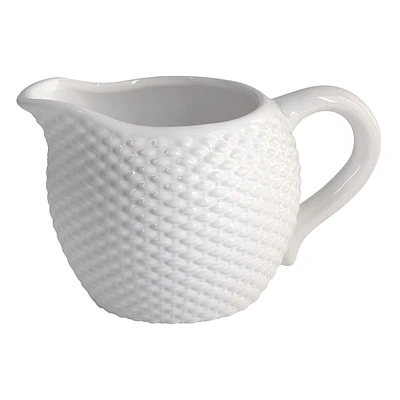 White Basket Weave Ceramic Creamer Bowl, 4"