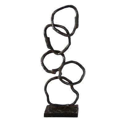 Black Metal Organic Rings Sculpture, 19"