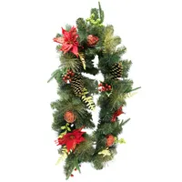 Poinsettia, Ornament & Pinecone Garland, 6'