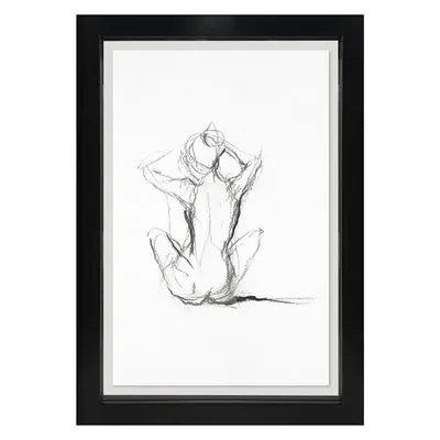 Glass Framed Figure Sketch Wall Art, 23x33