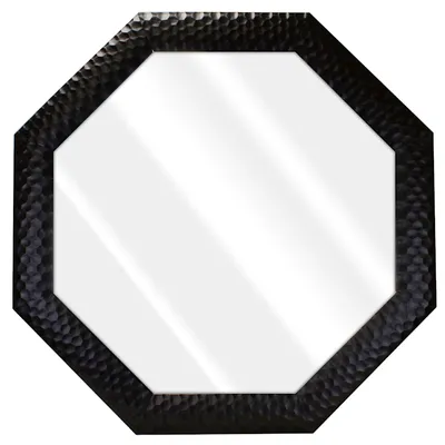 Black Octagon Wall Mirror, 31.5"