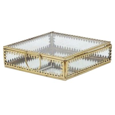 Glass Box Decor with Gold Heirloom Rim, 5"