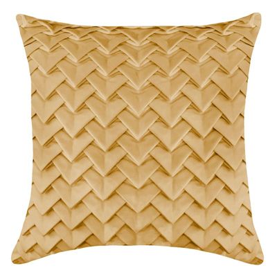 Gold Triangle Pleated Velvet Throw Pillow, 18"