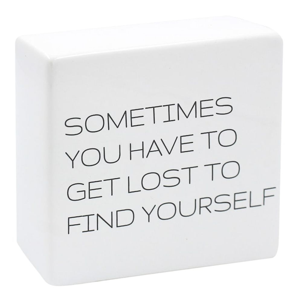 Find Yourself White Ceramic Block Sign, 6"