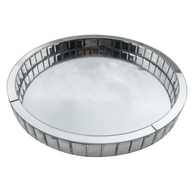 Round Glass Mirror Tray, 14x2