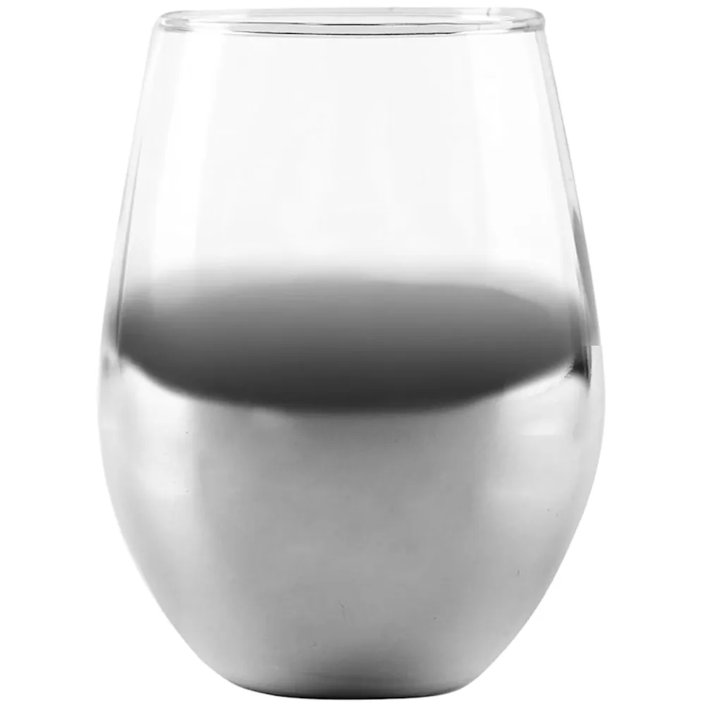 Silver Ombre Stemless Wine Glass