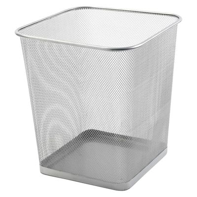 Metal Mesh Square Waste Can Silver