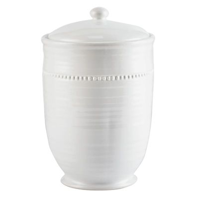 9IN LG WHITE TEXTURED CANISTER