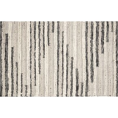 Eddie Black & Natural Woven Cotton Striped Accent Rug, 27x45
