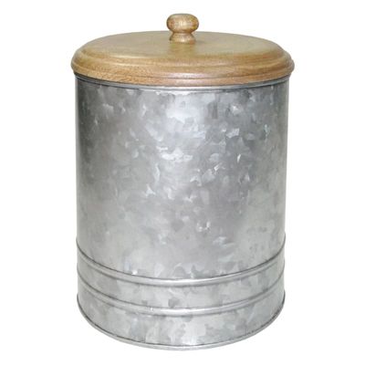 Wood Lid Galv Canister