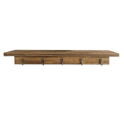 24In Wood Shelf With Hooks