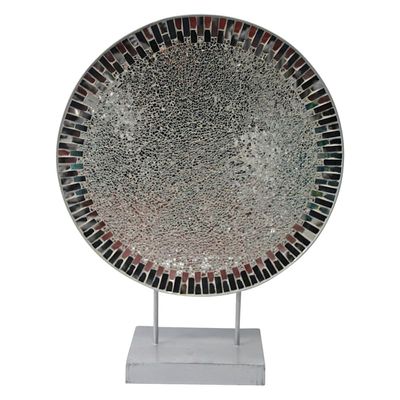 Metal Charger Base and Crackled Mosaic Mirror, 24"